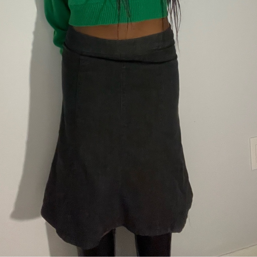Black Denim Material Office Skirt